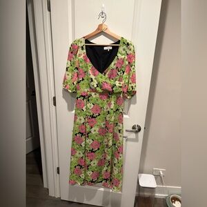 Wayf Green and Pink Floral Maxi Dress